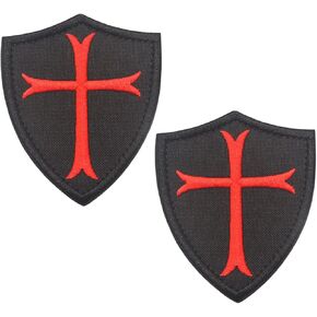 2 PCS Knights Templar Cross Patches, Knight Team Patches, The Crusaders Patches, Christian Patches, Funny Meme Morale Patch, Hook and Loop, Military Patch for Tactical Backpacks, Clothing, Jeans, Hats