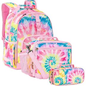 Choco Mocha Cheetah Print Backpack and Lunch Bag Set for Girls, Kids School Backpack and Lunch Box Set for Kindergarten Elementary, 17inch Pink