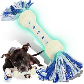 Glow in The Dark Tug of War Rope Dog Toy, Interactive Dog Toy for Boredom, Tough Dog Teething Toys for Aggressive Chewers Medium/Large Breeds, Outdoor Dog Fetch Toys to Keep Them Busy