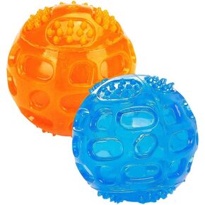 Dog Squeaky Ball, Pet Squeak Chew Bouncy Rubber Toy Balls for Small Large Dogs Indestructible Exercise Training Playing (3 Balls)