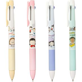 ZEESOON Xeno Angry Little Girl 0.38/0.5mm 3 Colors Ball Point Pen Assorted Colors (Pink, Mint, Pale Orange, Sky Blue) (Assorted 4pcs)