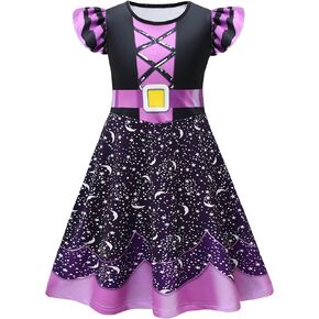 Girls Witch Costume Birthday Party Dress Halloween Cosplay Outfits