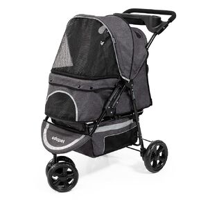 Pet Stroller: Grey & Black - 55 lb Capacity - Includes Storage Basket, Transport Dogs & Cats, Pets, Foldable Design, 4 Swivel Wheels