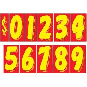 EZ Line Vinyl Decals for Cars Red and Yellow Large Number Stickers 11 Dozen Windshield Numbers Pro Pack Dealer Supplies EZ136