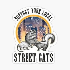 3 pcs Support Your Local Street Cats Gangs Racoon Skunk, 2 inches - Hard Hat Sticker Yeti Cup Vinyl Waterproof Sticker Decal Laptop