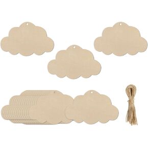20pcs Cloud Shape Wooden Cutouts DIY Craft Blank Cloud Unfinished Wood Tags Ornaments for Wedding Birthday Party Decoration