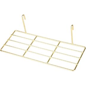 Multi-Function Wall Storage and Display Basket and Rack, Decorative Basket and Shelf for Wire Wall Grid Panel, 2-in-1,Gold