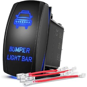 Nilight 90004B Bumper Light Bar Rocker Switch Led Light Bar 5 Pin Laser On/Off Switch 20A/12V 10A/24V Switch Jumper Wires Set,2 Years Warranty