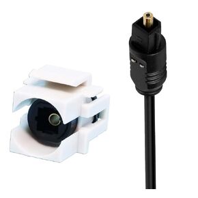 Toslink Keystone Jack, Female to Female SPDIF Coupler, includes Optical Audio Cable, White (1 Pack)