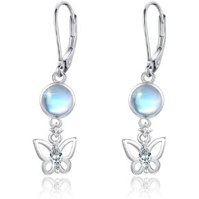 Moonstone Butterfly Earrings 925 Sterling Silver Moonstone Drop Earrings Moonstone Earrings Dangle Earrings Jewelry Gift for Women Mom