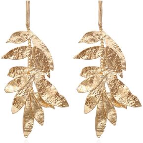 Golden Leaf Cluster Earrings for Women, Golden Leaf Chandelier Earrings, Gold Tree Leaf Statement Dangle Earrings Hypoallergenic, Cute Leaf Plant Drop Earrings, Flower Floral Leaf Bohemian Earrings