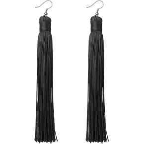 Women's Knotted Tassel Long Earrings 4.7"
