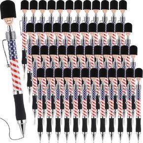 American Flag Ballpoint Pen Patriotic Soldier Black 1.0mm Ink Retractable Pen for 4th of July Independence Day Writing School Office Supplies Party Decoration Favor(24 Pcs)