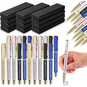 PerKoop 30 Sets Thank You Pens Employee Appreciation Ballpoint Pen with Engraved Inspirational Quotes Thank You Pen Gifts with Boxes for Teacher Coworker School Office Favors, Black Ink (Awesome)