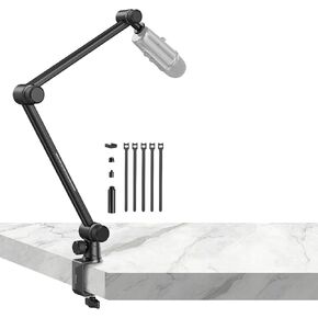 SmallRig Mic Boom Arm, 360° Rotatable Microphone Stand with Hydraulic Damping Joint, Desk Mount Clamp, Screw Adapter, Cable Management for Podcasting, Streaming, Gaming, Home Office - 4303