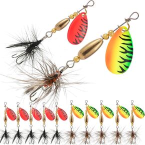 Deadly Rooster Tail Fishing Lures - High-Efficiency Trout Lures with Brass Spinner, Includes 10 Panther Martin Trout Lures in Multiple Colors and Sizes