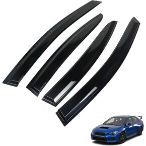 4-Pack Window Visor Deflector Sun Rain Guards JDM Style Black Replacement for 2015-2019 WRX STI