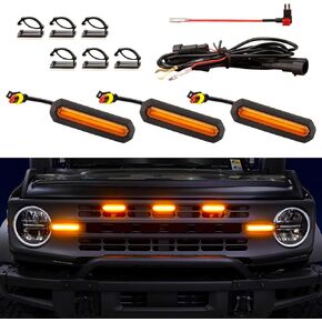 3 قطع مصابيح شبكية LED لقاعدة For-d Bronco وملحقات Black Diamond 2021-2023، مصابيح شواء OEM 2/4 أبواب مع مصهر وحزام أسلاك (أبيض) in Kuwait