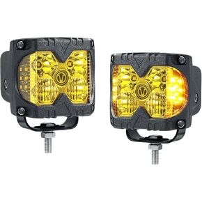 Amber Led Lights Pods, 3 Inch 40W Led Pods Lights, IP68 Waterproof Ditch Lights Driving Lights without Wiring Harness for 4X4, Offroad, Trucks and Jeep, 1 Pair