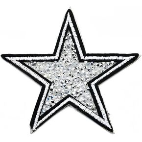 Iron On Decorative Patches with Hot Fix Rhinestone Star Pack of 5
