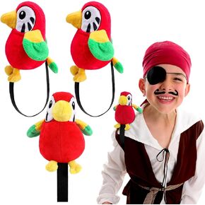 Kathfly 3 Pcs Stuffed Parrot on Shoulder Pirate Costume Accessory Parrot Stuffed Animal Toy Pirate Parrot Shoulder Prop Halloween Costumes for Boys Girls, 4.8 x 4 Inch