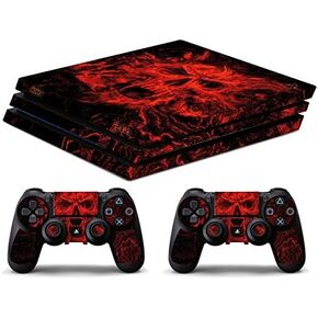 Skin Ps4 PRO - Skull Flames RED - Limited Edition Decal Cover ADESIVA Playstation 4 Slim Sony Bundle