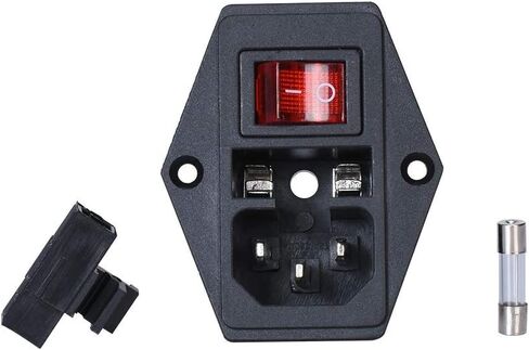 15A 250V Rocker Switch On/Off Power Socket Inlet Module Plug 10A Fuse Switch with 18 AWG Wiring 3 Pin - 2pcs in Kuwait