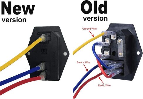 15A 250V Rocker Switch On/Off Power Socket Inlet Module Plug 10A Fuse Switch with 18 AWG Wiring 3 Pin - 2pcs in Kuwait