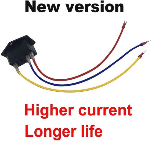 15A 250V Rocker Switch On/Off Power Socket Inlet Module Plug 10A Fuse Switch with 18 AWG Wiring 3 Pin - 2pcs in Kuwait