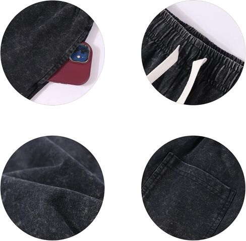 Mens Athletic Vintage Cotton Shorts Drawstring Summer Beach Elastic Waist Streetwear Baggy Gym Shorts with Pockets in Saudi Arabia