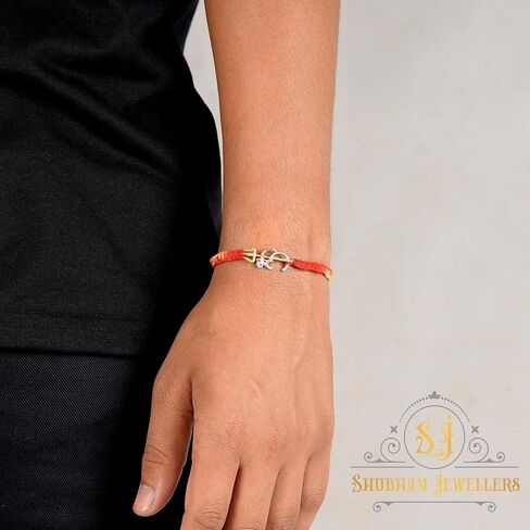 Pure 925 Sterling Silver Rakhi for brother Charm Bracelet Raksha Bandhan With Pure Thread For Men, Boys, Rakhis Omtrgldn in Saudi Arabia