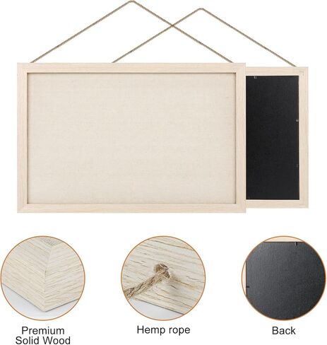 Kinlink Cork Board Bulletin Board with Linen, Wood Framed Cork Board 16x11 inch 2 Pack, Pin Board for Wall with 20-Pushpin for Office, Bedroom, School, Light Wood in Saudi Arabia