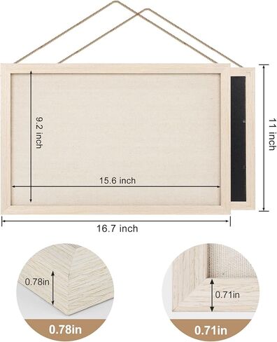 Kinlink Cork Board Bulletin Board with Linen, Wood Framed Cork Board 16x11 inch 2 Pack, Pin Board for Wall with 20-Pushpin for Office, Bedroom, School, Light Wood in Saudi Arabia