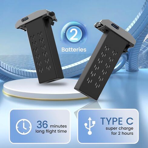 طائرة بدون طيار بمحرك بدون فرشاة من TizzyToy مع كاميرا 4K FPV، طائرة رباعية المروحية RC مع حقيبة حمل، وقت طيران 36 دقيقة، وضع مقطوعة الرأس، عدسة قابلة للتعديل 90 درجة، قلب 360 درجة، تعديل 3 سرعات، بطاريتان، طائرة بدون طيار قابلة للطي للبالغين والمبتدئين،  in Kuwait