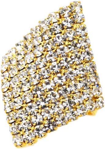 JSEA Womens Rhinestone Square Big Rings Resizable Silver Gold-tone Wedding Party Jewelry in Saudi Arabia