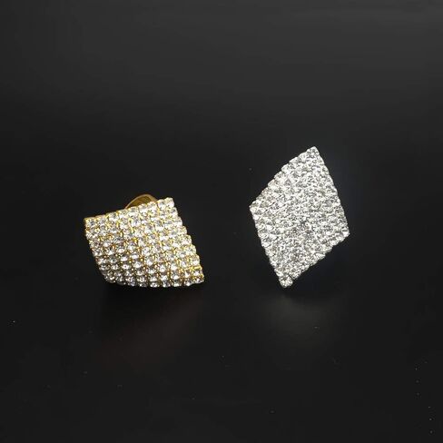 خواتم كبيرة مربعة من حجر الراين للنساء من JSEA يمكن تغيير حجمها باللون الفضي والذهبي لحفلات الزفاف in Kuwait