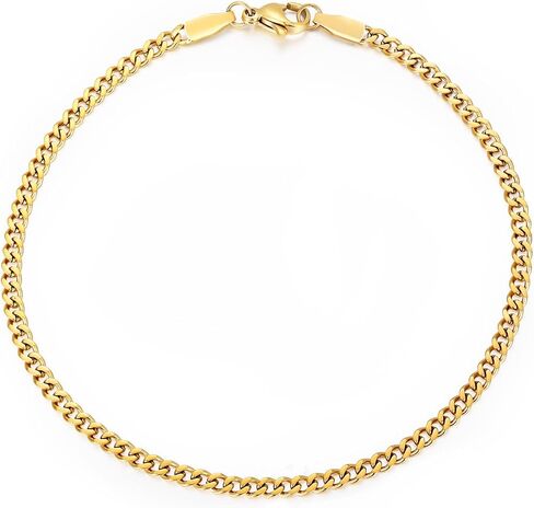TRUMIUM 18K مطلية بالذهب ربط سلسلة أساور للرجال النساء 3 مم قطع الماس للرجال الذهب الكوبي طول السلسلة 7/8/9 بوصة in Kuwait