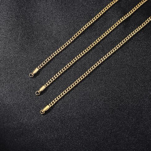 TRUMIUM 18K مطلية بالذهب ربط سلسلة أساور للرجال النساء 3 مم قطع الماس للرجال الذهب الكوبي طول السلسلة 7/8/9 بوصة in Kuwait