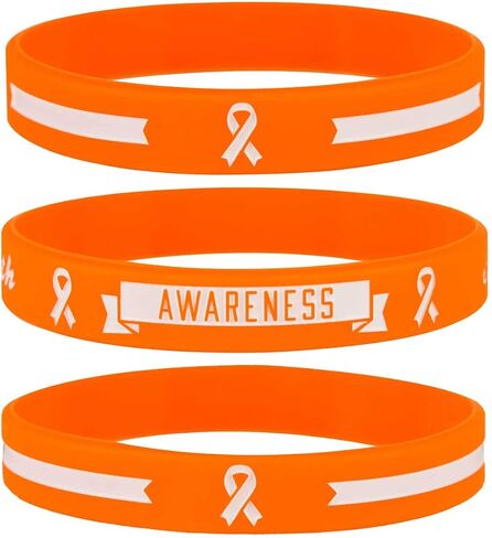 Sainstone Orange Awareness Ribbon Silicone Bracelets with Motivational Saying - FAITH, HOPE, LOVE, KEEP FAITH, BE STRONG - Cancer & Cause Wristbands Gifts for Men Women, Patients, Family in Saudi Arabia