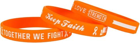 Sainstone Orange Awareness Ribbon Silicone Bracelets with Motivational Saying - FAITH, HOPE, LOVE, KEEP FAITH, BE STRONG - Cancer & Cause Wristbands Gifts for Men Women, Patients, Family in Saudi Arabia