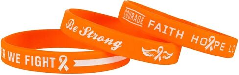 Sainstone Orange Awareness Ribbon Silicone Bracelets with Motivational Saying - FAITH, HOPE, LOVE, KEEP FAITH, BE STRONG - Cancer & Cause Wristbands Gifts for Men Women, Patients, Family in Saudi Arabia