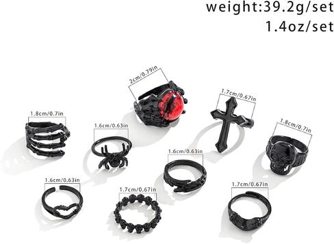 Black Knuckle Ring Set,Dark Gothic Hollow Animals Stackable Midi Rings Set,Aesthetic Party Halloween Jewelry Gift for Women Teen Girls in Saudi Arabia