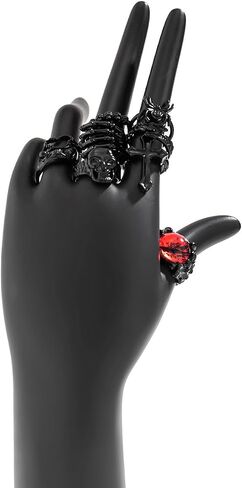Black Knuckle Ring Set,Dark Gothic Hollow Animals Stackable Midi Rings Set,Aesthetic Party Halloween Jewelry Gift for Women Teen Girls in Saudi Arabia
