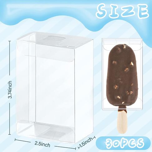 VGOODALL Small Popsicle Clear Box Set, 30PCS Cakesicle Clear Boxes Food Candy Treat Boxes for DIY Baking Wedding Baby Shower Kids Birthday Party in Saudi Arabia