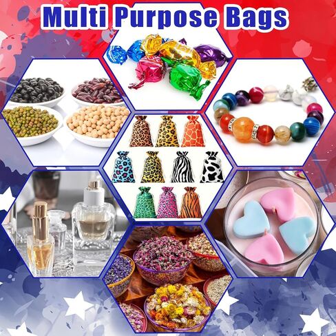 50 Pcs 4 x 6 Inch Independence Day Candy Bags with Drawstring USA Flag Goody Bags Reusable Independence Day Baggies for Kids Fourth of July Drawstring Bags for Birthday Party Favor, 10 Styles in Saudi Arabia