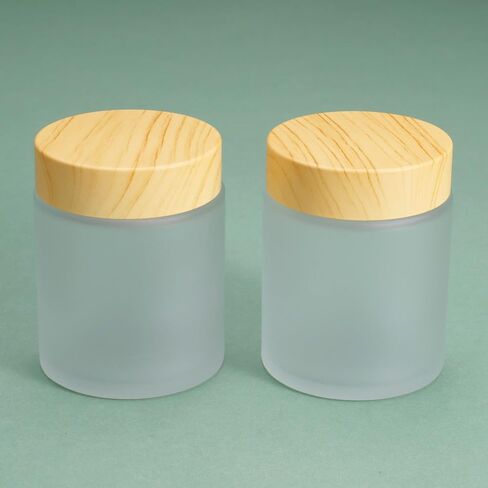 4Pcs 100g Glass Jars Round Cosmetic Container Jars with Wood Grain Lids,Empty Refillable Cosmetic Containers Pot Jars for Lotion,Cream,Ointments,Makeup,Scrubs Creams,Samples Pot,Travel Storage (Black) in Saudi Arabia