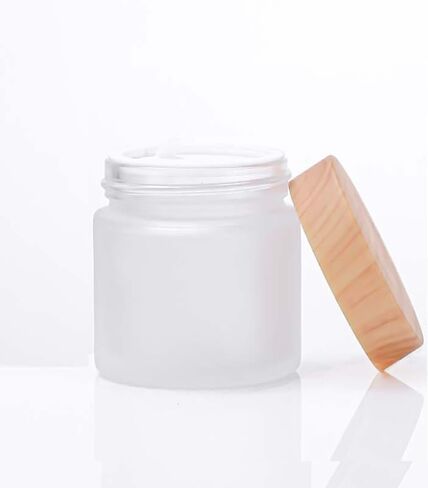 4Pcs 100g Glass Jars Round Cosmetic Container Jars with Wood Grain Lids,Empty Refillable Cosmetic Containers Pot Jars for Lotion,Cream,Ointments,Makeup,Scrubs Creams,Samples Pot,Travel Storage (Black) in Saudi Arabia