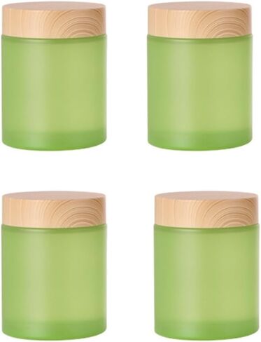4Pcs 100g Glass Jars Round Cosmetic Container Jars with Wood Grain Lids,Empty Refillable Cosmetic Containers Pot Jars for Lotion,Cream,Ointments,Makeup,Scrubs Creams,Samples Pot,Travel Storage (Black) in Saudi Arabia