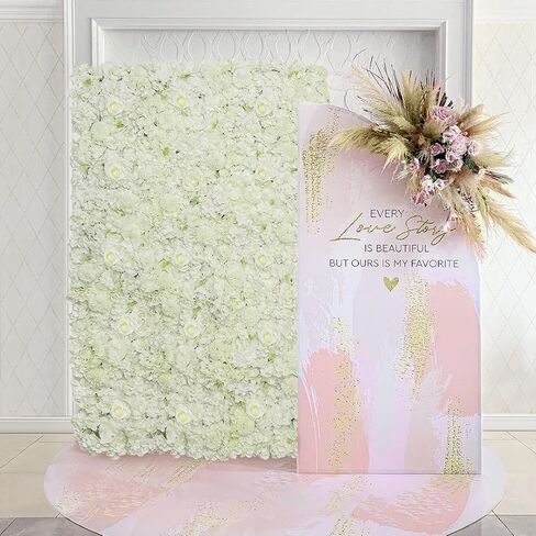Artificial Rose Flower Wall Backdrop Champagne 5ftx3.74ft Wedding 3D Floral Wall Background for Bridal Shower Birthday Party Stage Decorations in Saudi Arabia