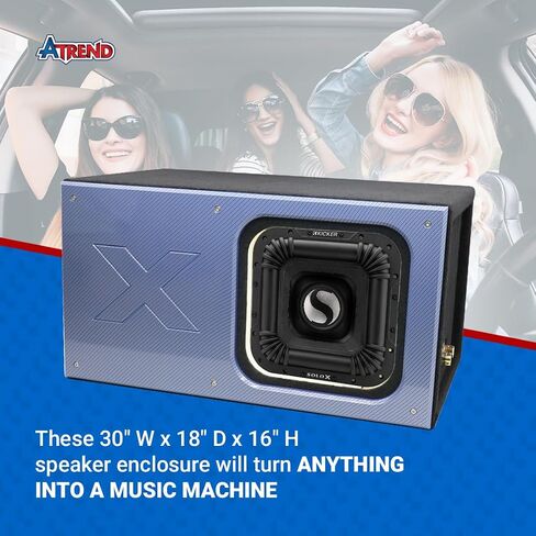Atrend 12" Kicker Solo X Subwoofer Enclosure - USA Made Premium 1" MDF Construction - Custom Face Plate with Carbon Fiber Pattern - Bracings for Stability - Heavy Duty - Black in Saudi Arabia
